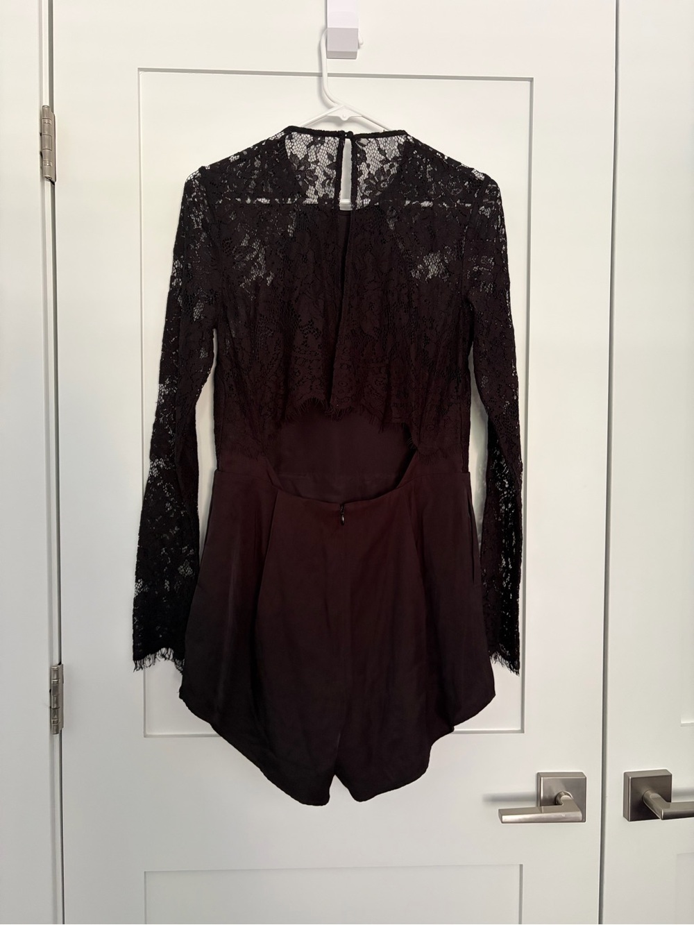 The Jetset Diaries Romper Black Lace Long Sleeve Open back